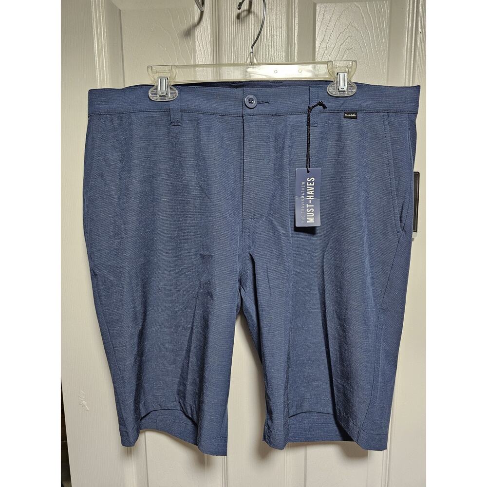 Travis Mathew NWT Beck Shorts Mens 38 Pockets Lightweight Plaid Blue